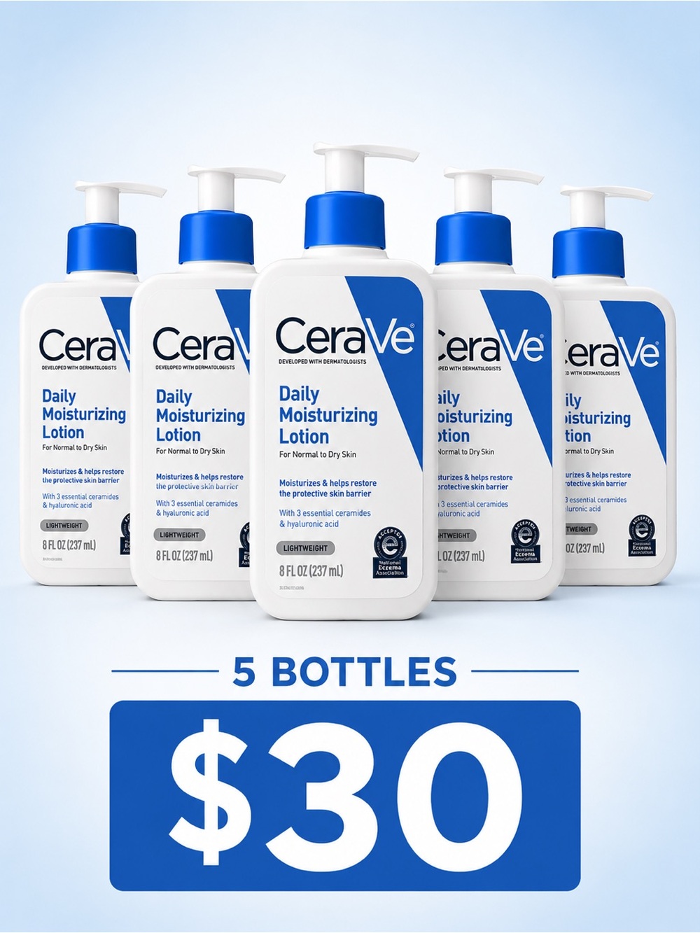 CeraVe Daily Moisturizing Lotion - Blue Pump (5-Pack)